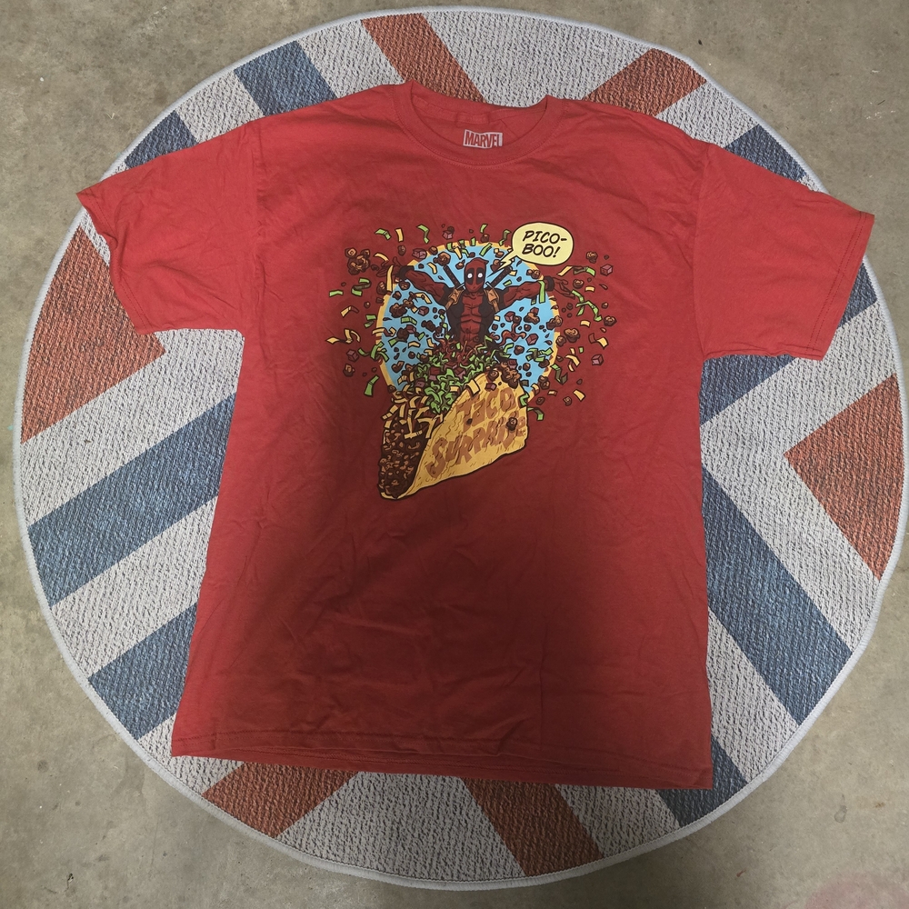 Red Graphic T-Shirt with Taco Print